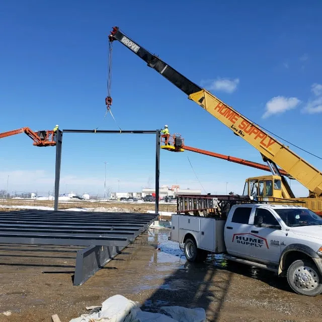 Randall Bearing first steel beams being set