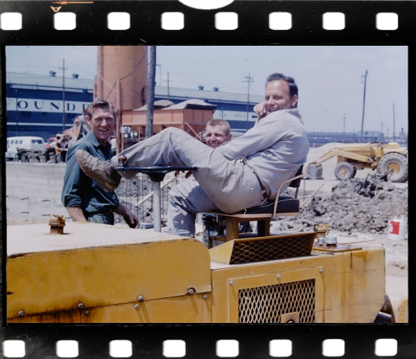 Vintage Slide: Three workers on equipment